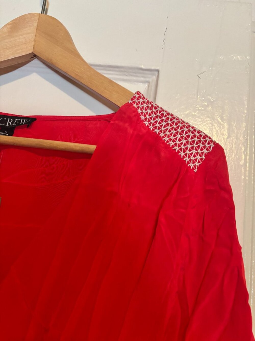NWT - J.Crew Smocked-Trim Midi Dress in Crepe de Chine - Picture 6 of 7